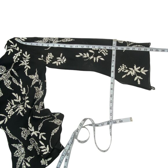 Vtg Whimsigoth Fairy Grunge Chiffon Blouse | Large | Cowl Neck Bell Sleeves Bead - Picture 8 of 11